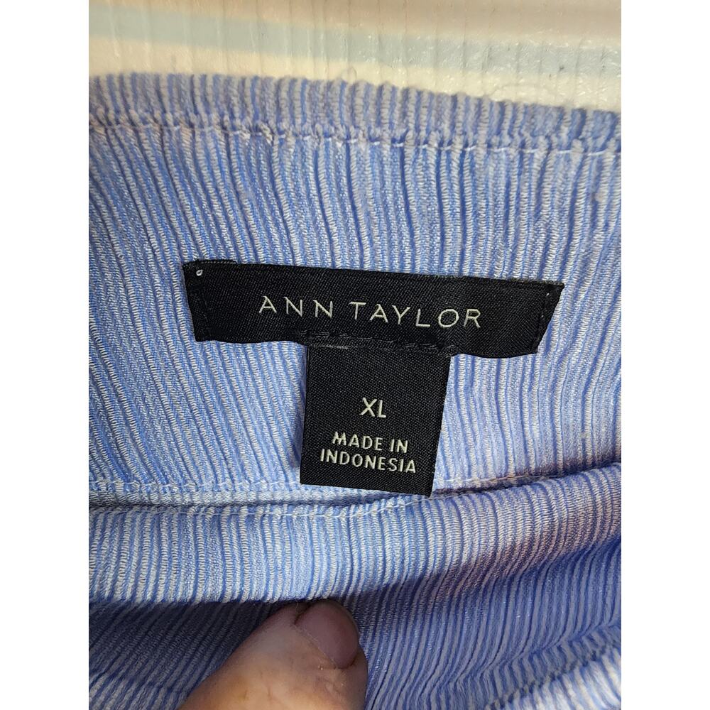 Ann Taylor Off Shoulder Gauzy Blue Tie Sleeve Blouse, XL - Picture 5 of 6